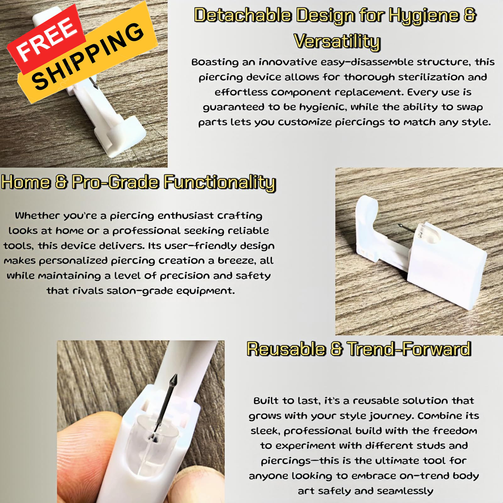 Geettcaifu 2 Pack Nose Piercing Gun, Disposable Self Kit with White