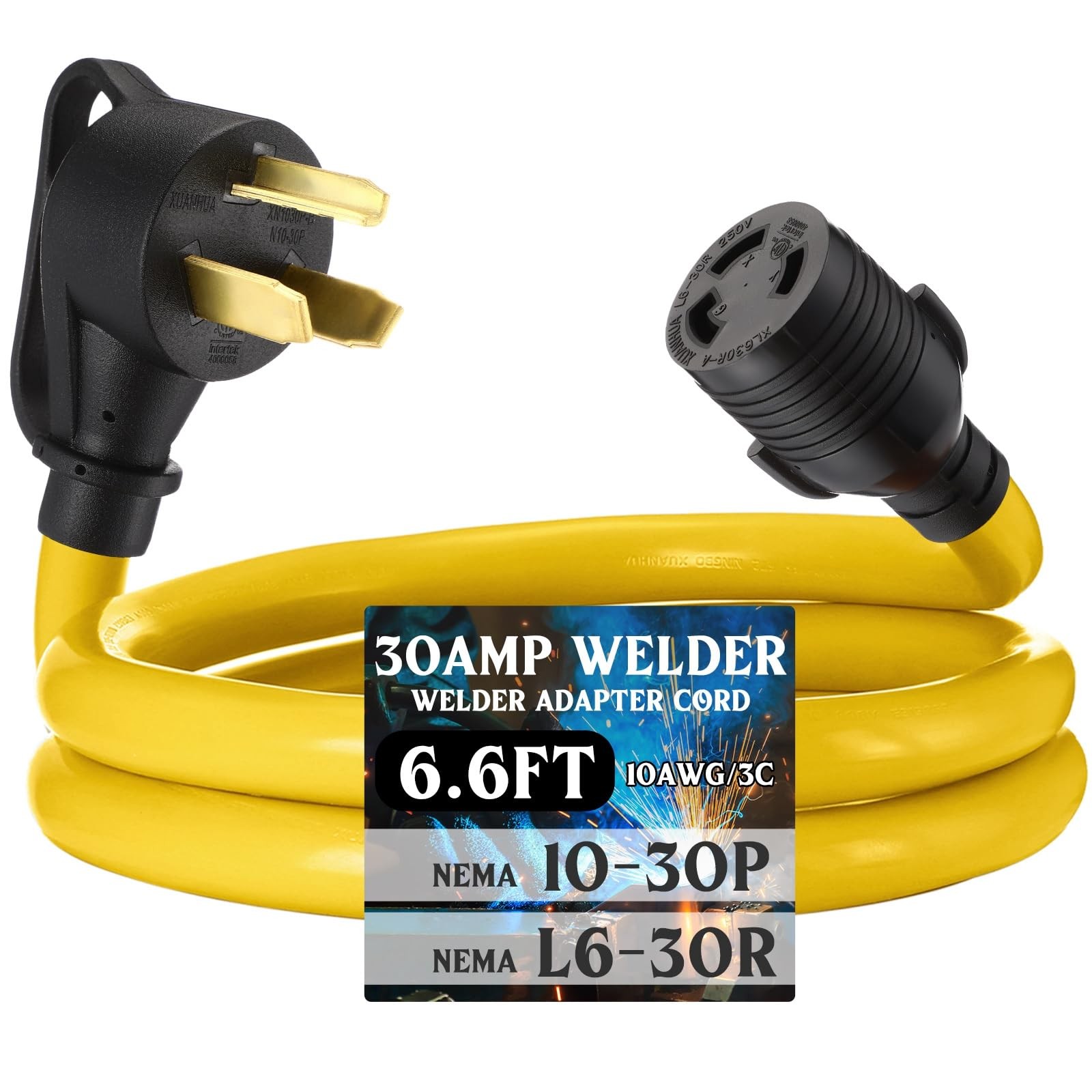 Tellegloww 6.6ft 30Amp Welder Adapter 10-30P to L6-30R