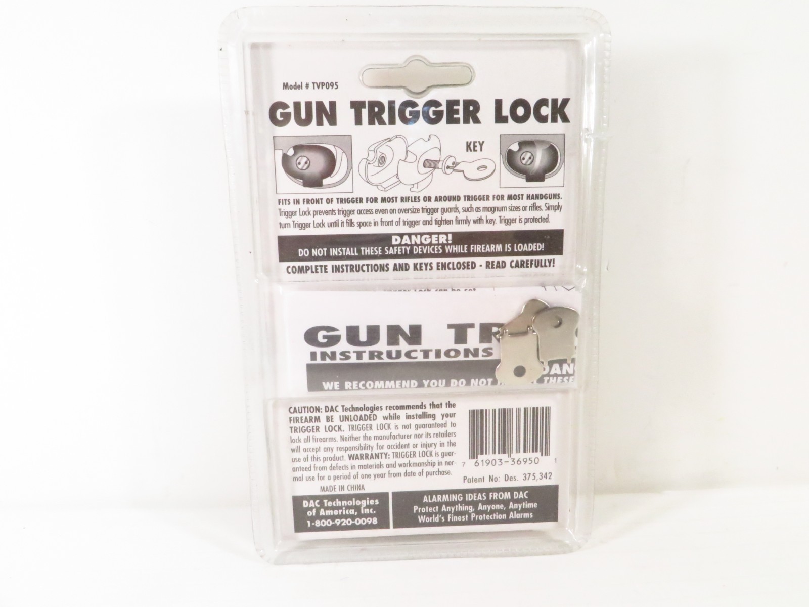 DAC Gun Trigger Locks with Key 3 Trigger Locks New Sealed TVP095
