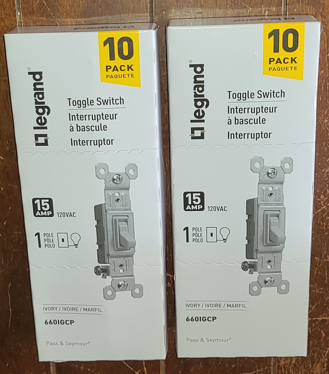 Lot of 2 Legrand 10 Pack 15 AMP Toogle Switches -IVORY- Model #660IGCP
