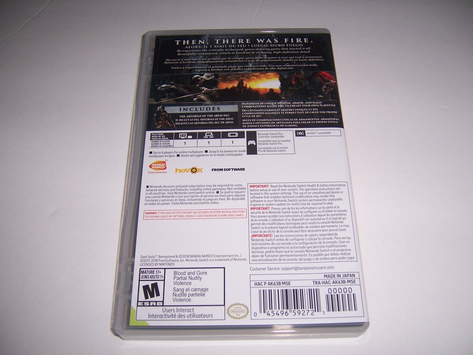 Original Box Case Replacement Nintendo Switch for Dark Souls Remastered