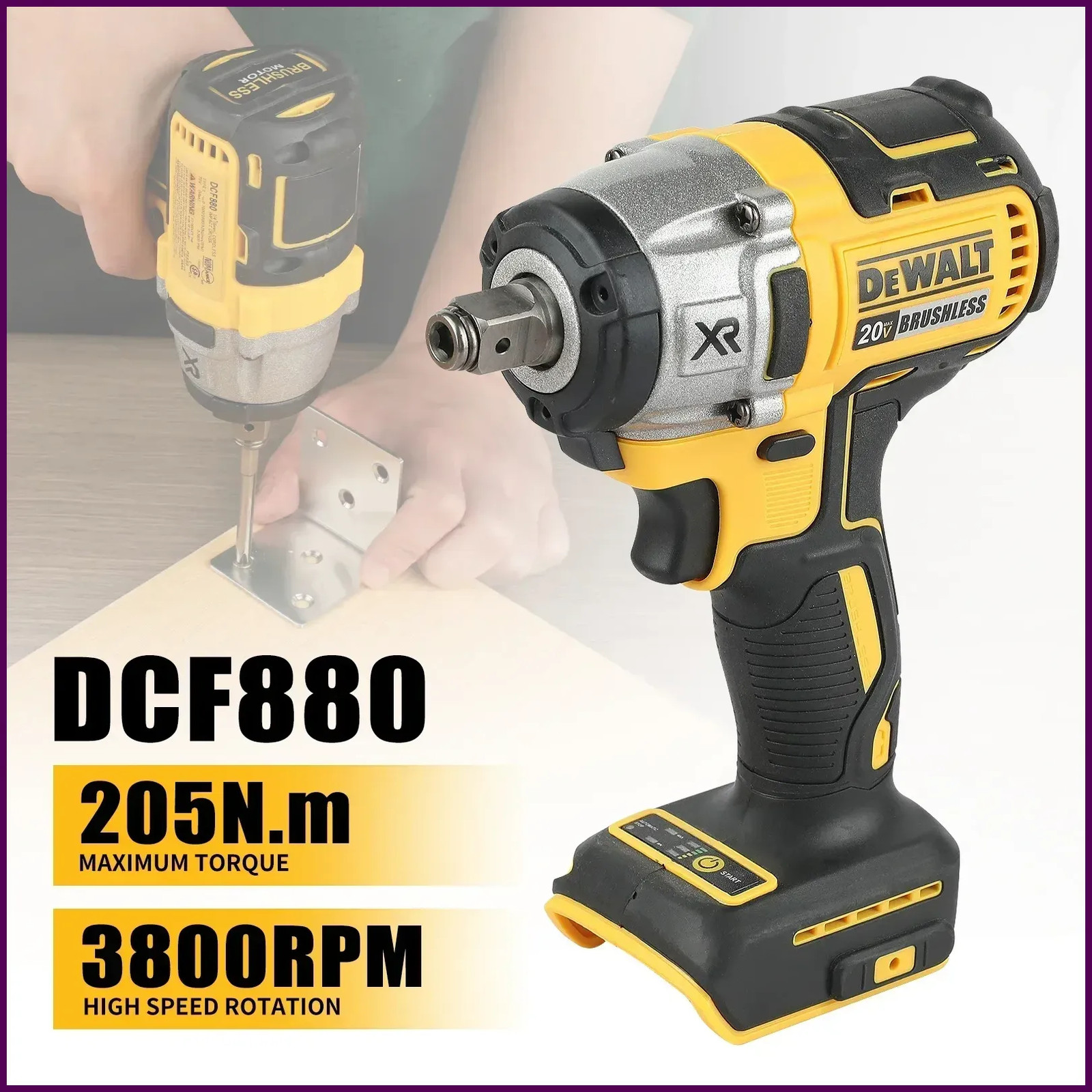 Dewalt DCF880 20V MAX XR Brushless Cordless Impact Wrench 205Nm Torque