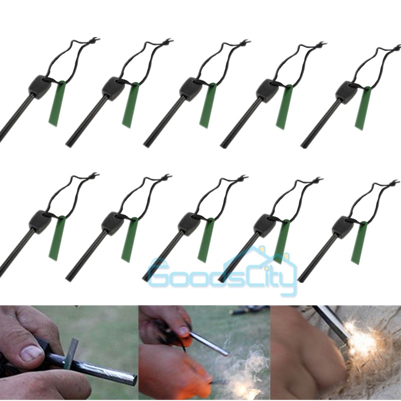 10Pcs Magnesium Ferro Rod Fire Starter Emergency Survival striker Flint Starter