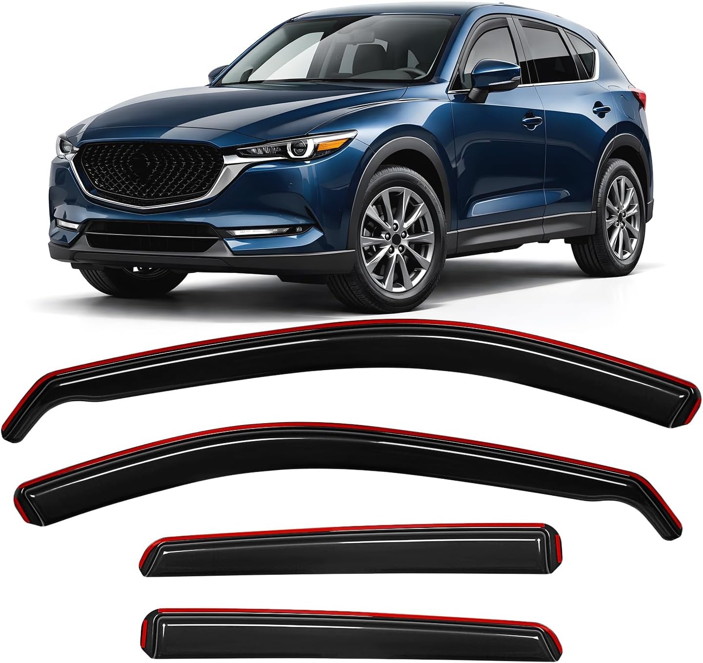 Nilight in-Channel Rain Guards for Mazda CX-5 2017-2026 Smoke Tinted Vent Visors