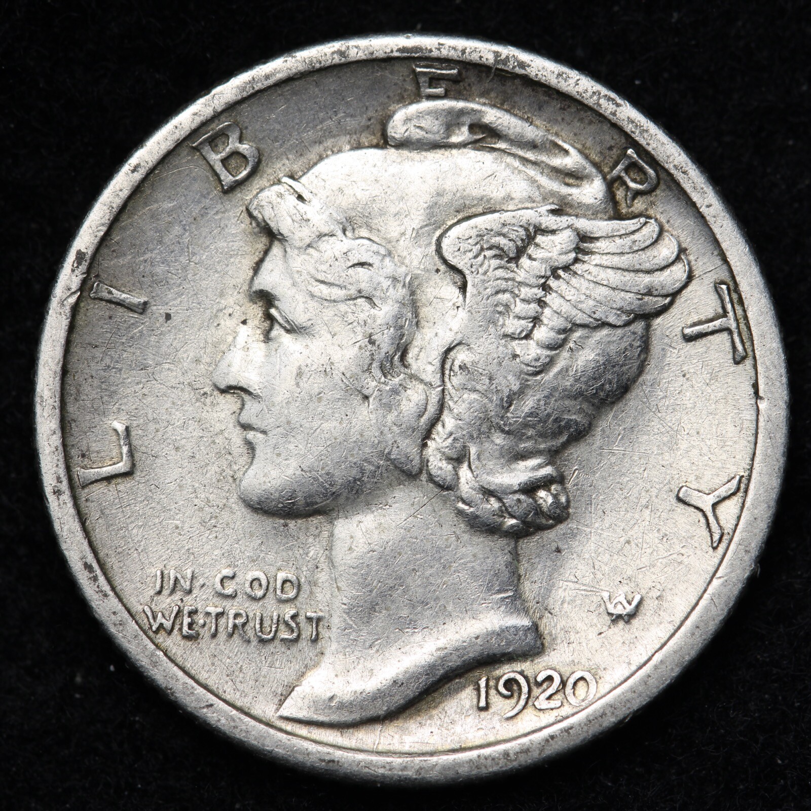 1920-S Mercury Silver Dime CHOICE AU E249 T