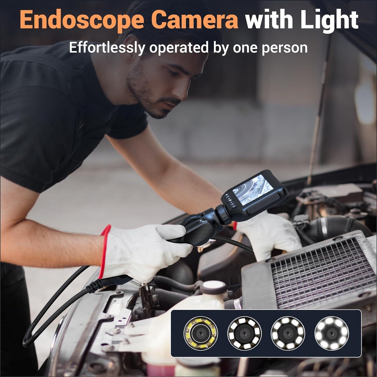 Two-Way Articulating Borescope Endoscope Camera Inspection +LED Light 32GB Card