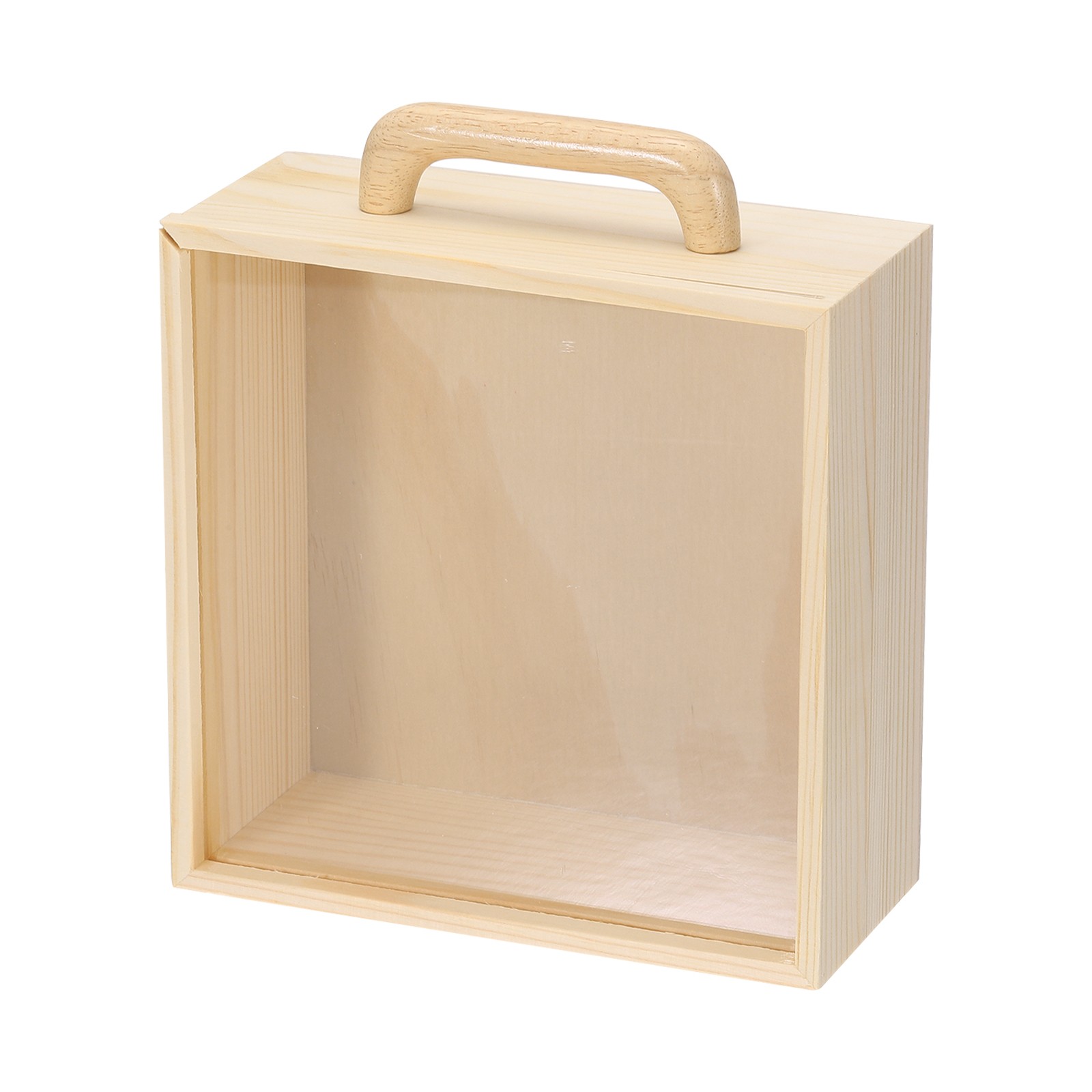 Wooden Display Case for Collectibles with Acrylic Handle 7.7"x7.7"x3.3"