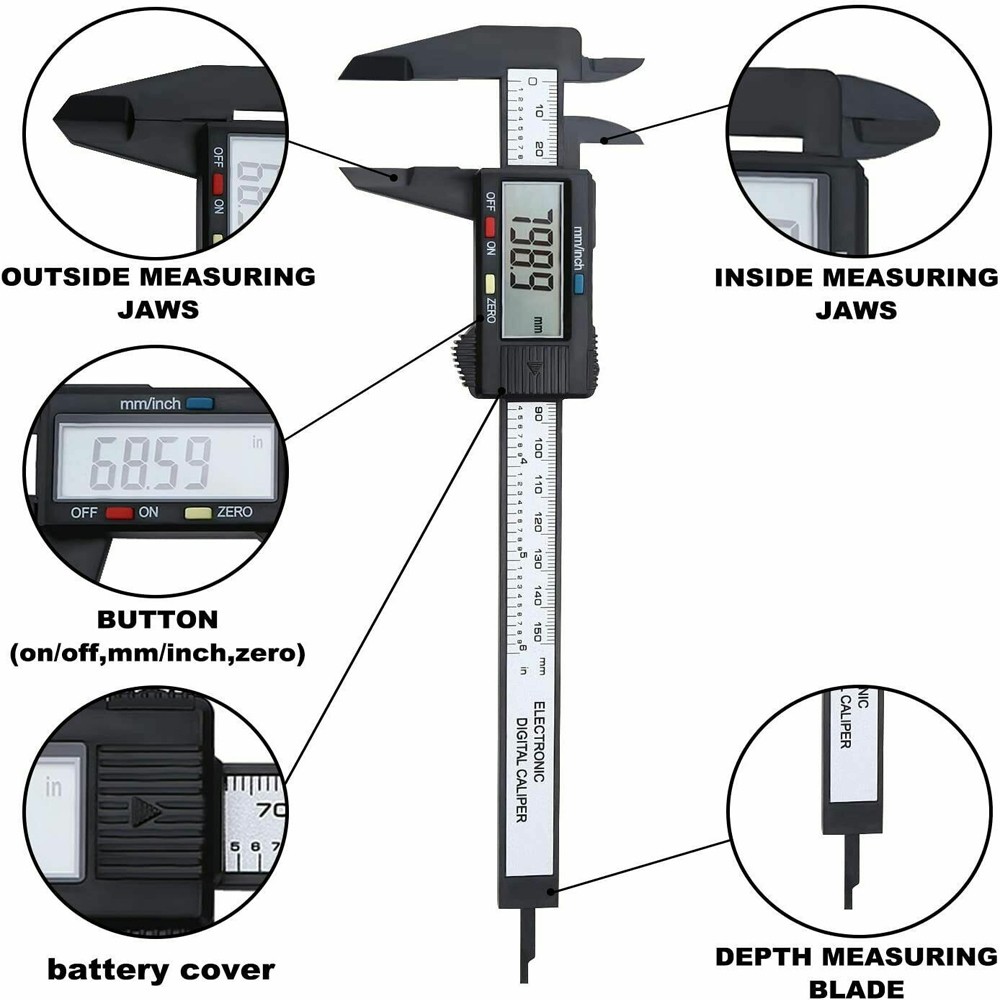 Plastic 150mm Digital Vernier Caliper Micrometer Measure Tool Gauge Ruler