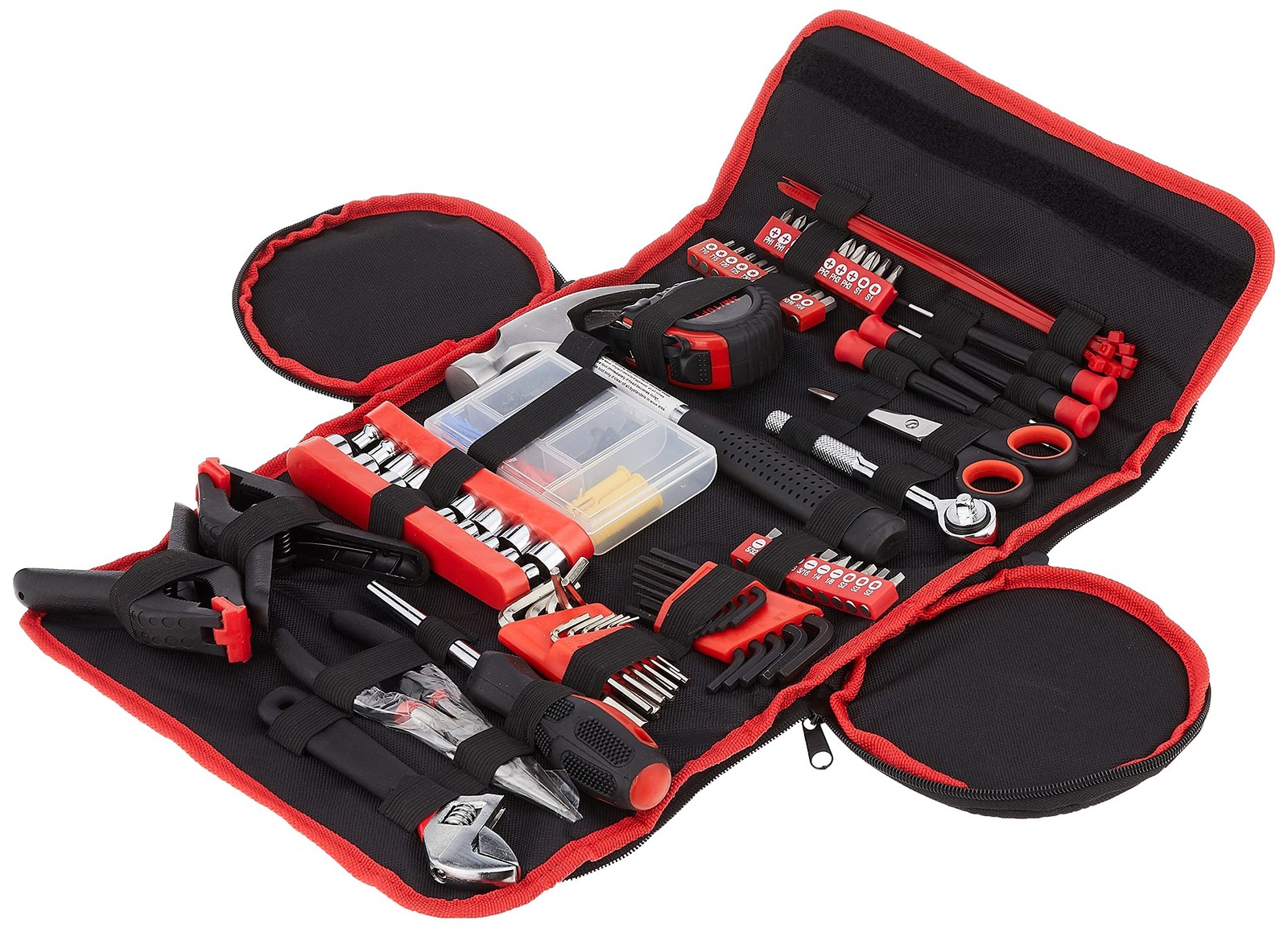 86-Piece Household Hand Tool Set with Roll-Up Bag – Tool Kit with Screwdri