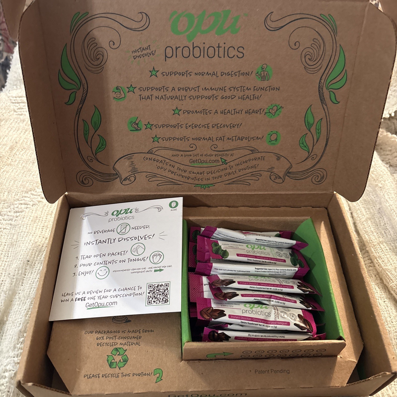 Probiotics 5 Billion CFU's Mint/Mocha Instantly Dissolves 30 Packets Exp 04/2026