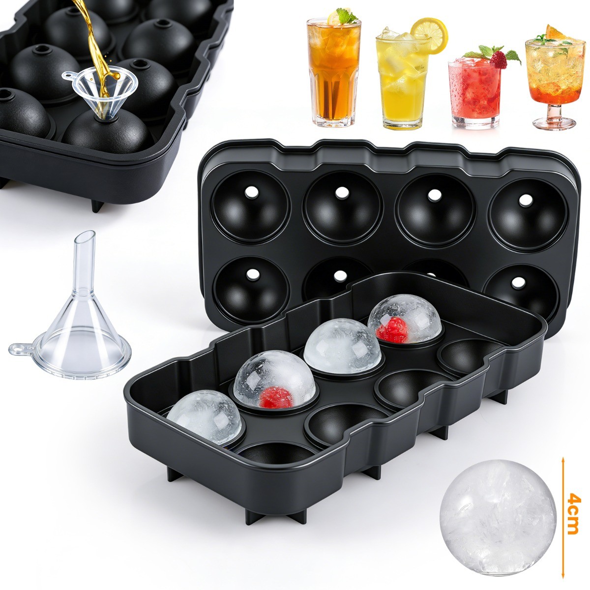 ICE Balls Maker Round Sphere Tray Mold Cube DIY for Whiskey Cocktails Silicone
