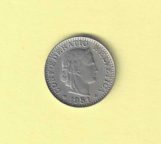 1951 B Swiss 20 Rappen EF.45