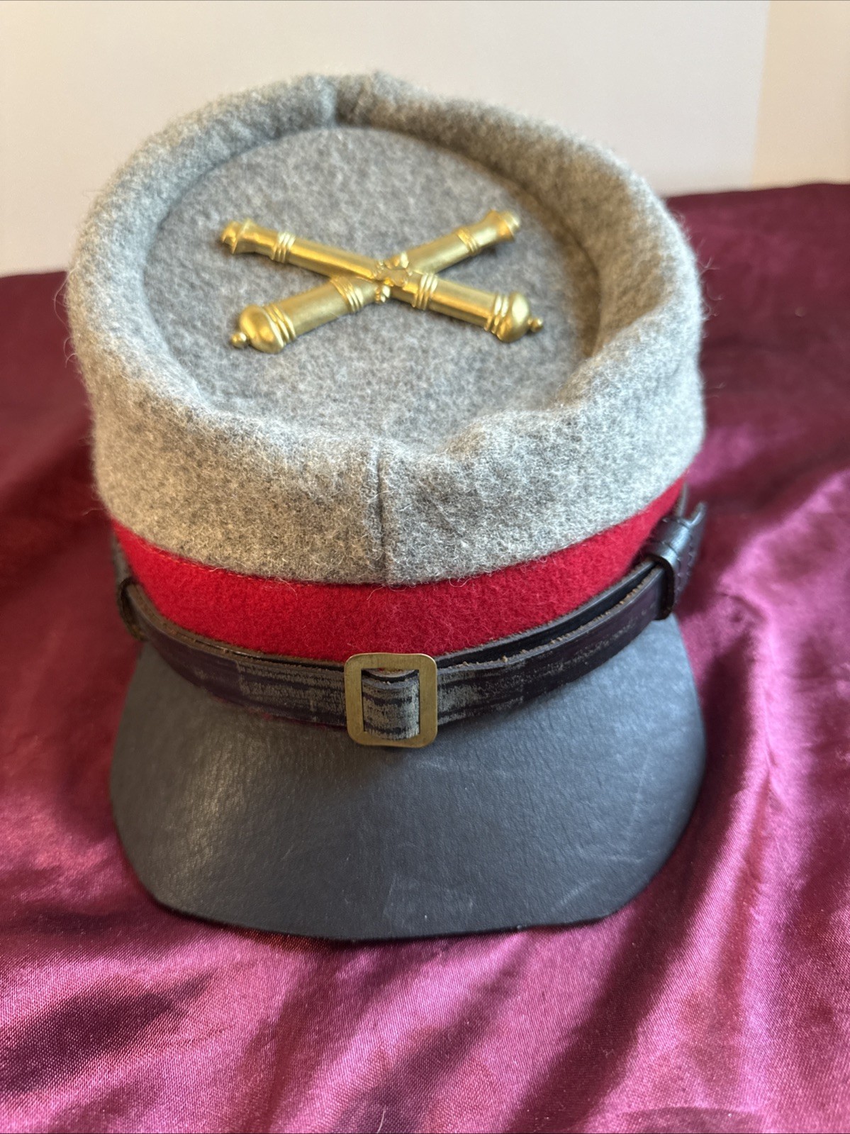Civil War CSA Confederate Artillary Grey Wool KEPI Forage Cap -see Pics 4 Size