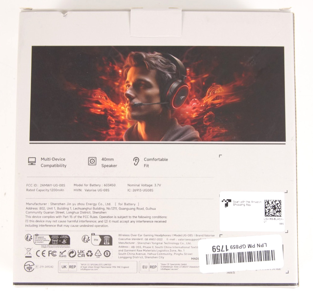 Valorise Wireless Over Ear Gaming Headset Model UG-08S