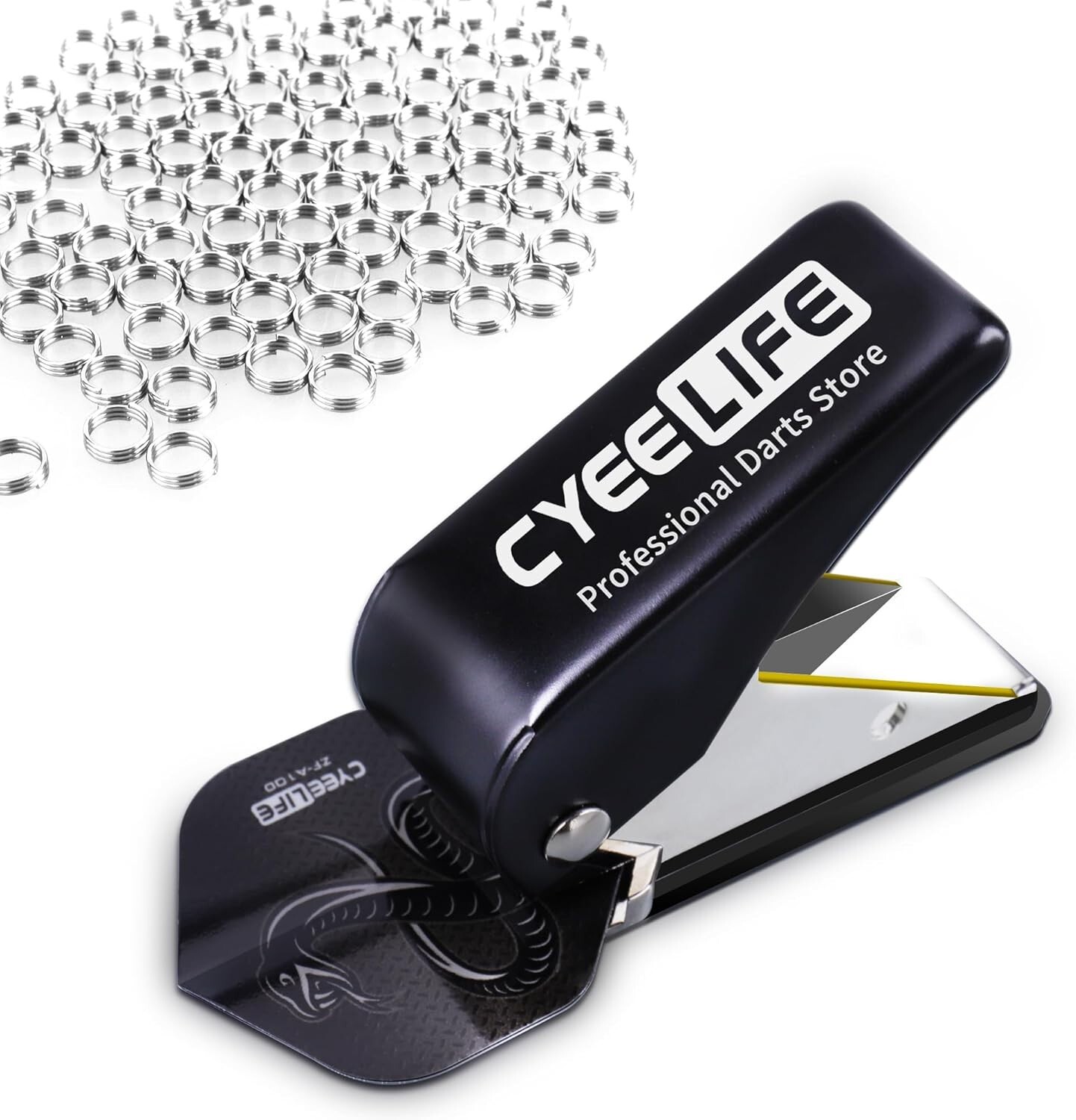 CyeeLife Dart Flight Hole Punch Tool - 100 Metal O Rings