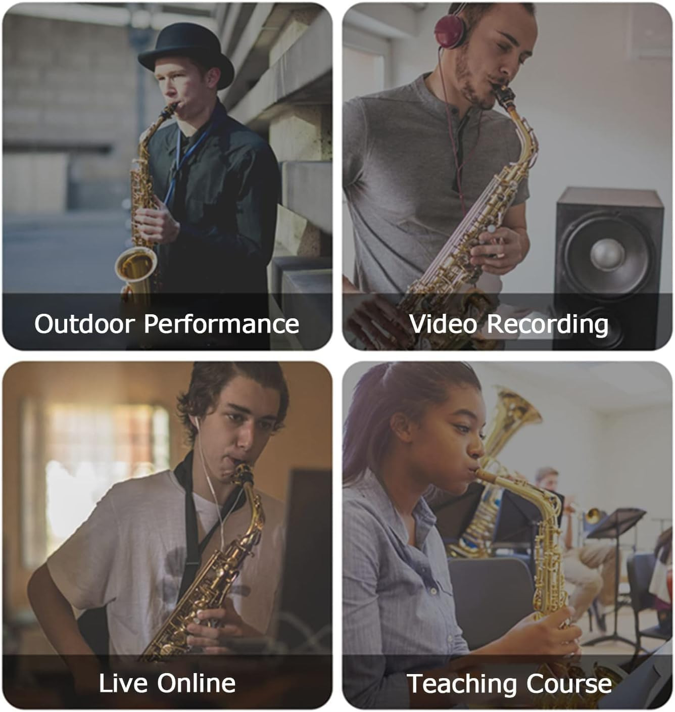 Wireless Microphone for Saxophone, UHF Wireless Microphone for Musical Instrumen