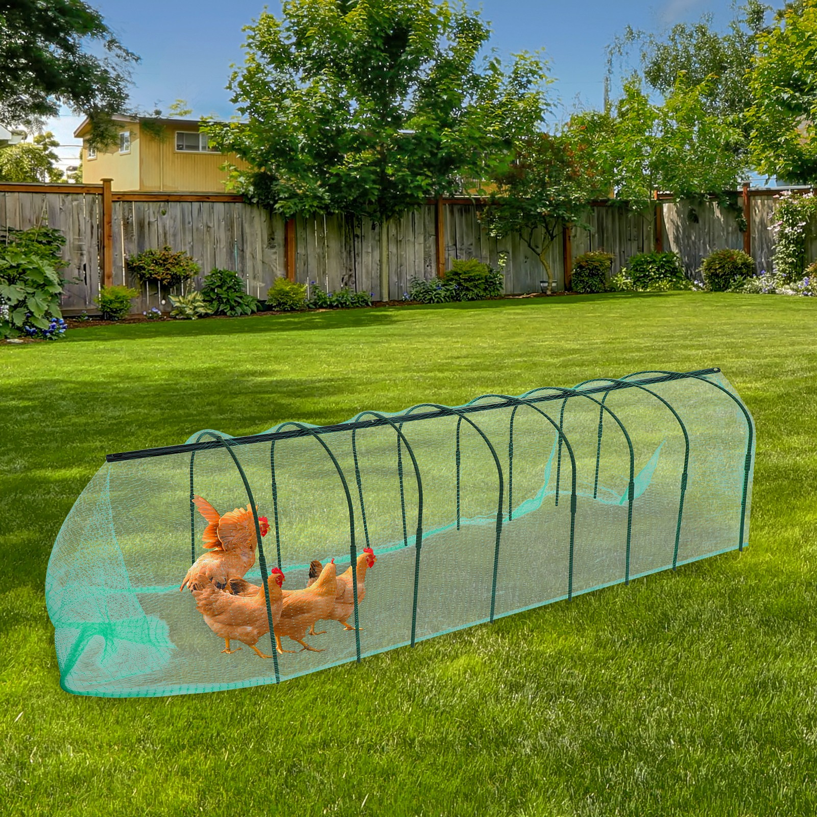 Chicken Tunnel 900*78*82cm Portable Chicken Tunnels for Outside Yard Dark Green