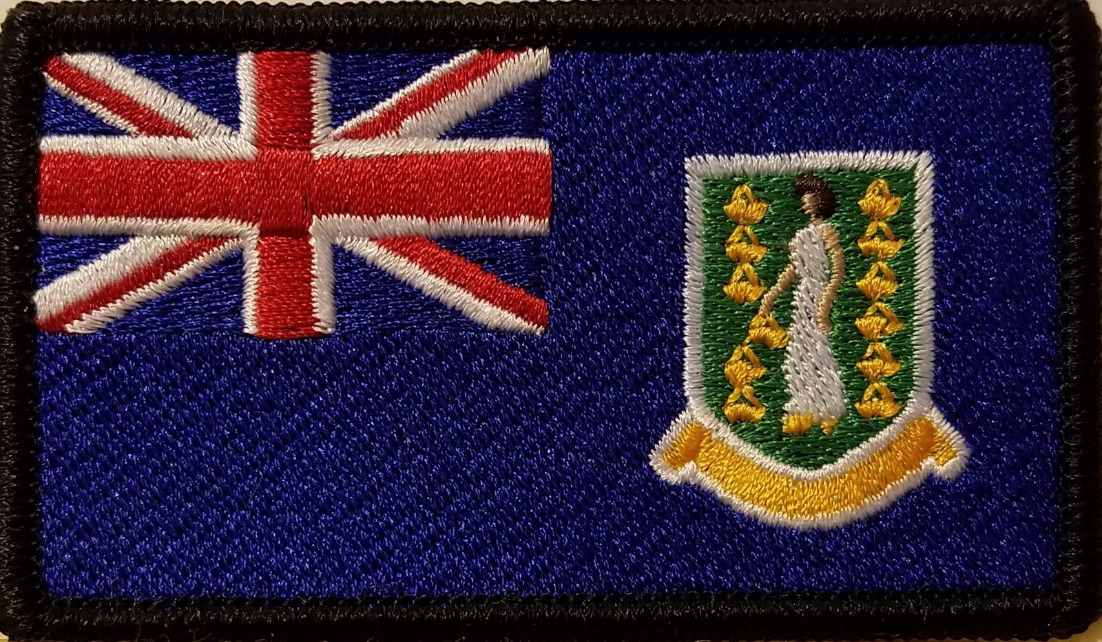 British Virgin Islands Flag Patch With VELCRO® Brand Fastener  BLACK Border