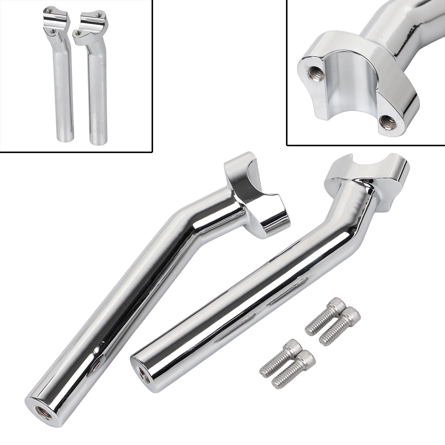 Chrome CNC 8 1/2" Pullback Handlebar Risers For Harley Dyna Fat Street Bob FXDB