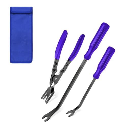 3 Pcs Auto Clip Pliers Set and Fastener Remover, Car Trim Rivet Removal Blue