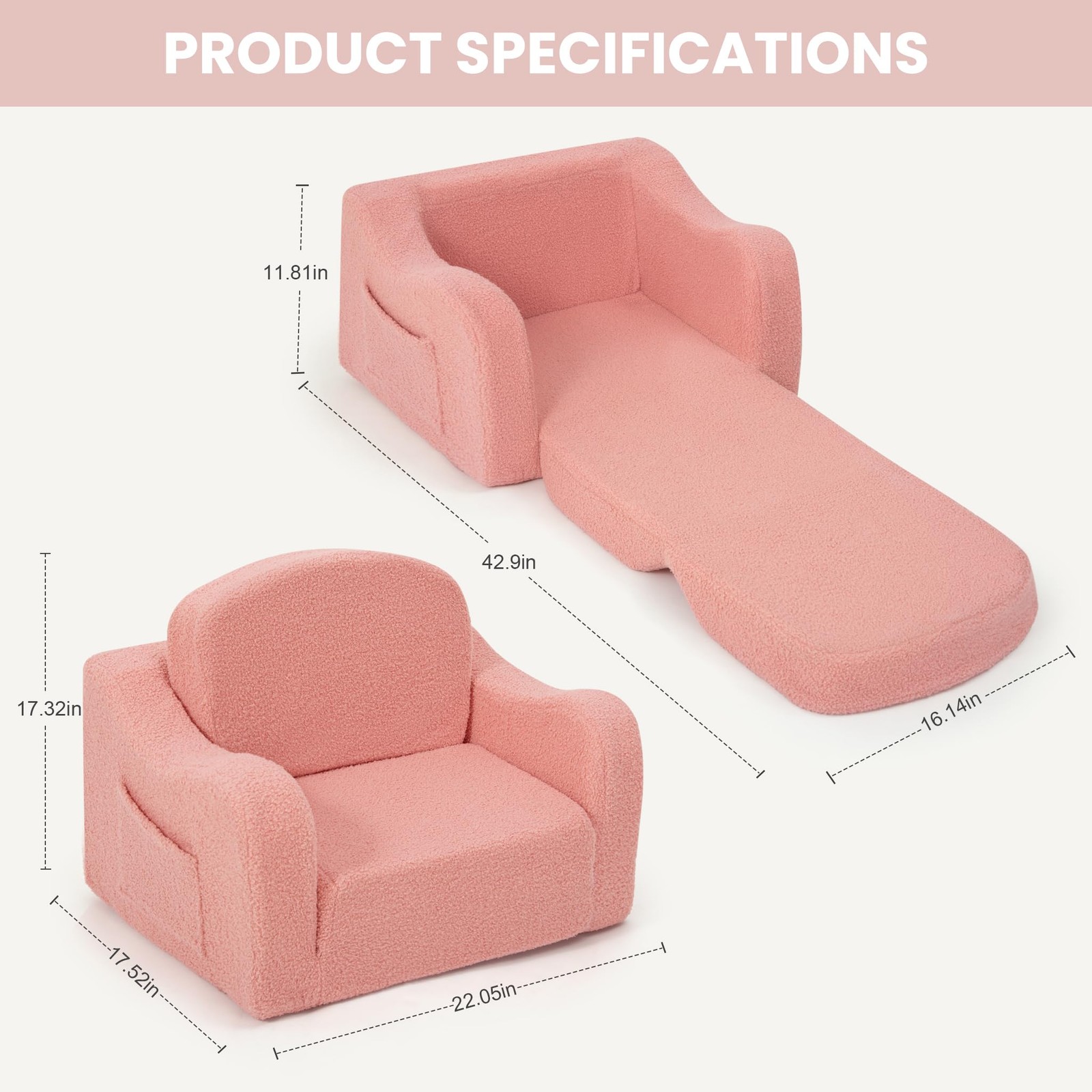 Comfy Toddler Chair & Kids, 2-in-1 Soft Couch Fold Out for Kids, Toddler Chai...