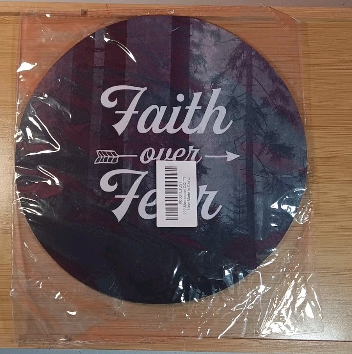 Round "Faith over Fear" Mousepad