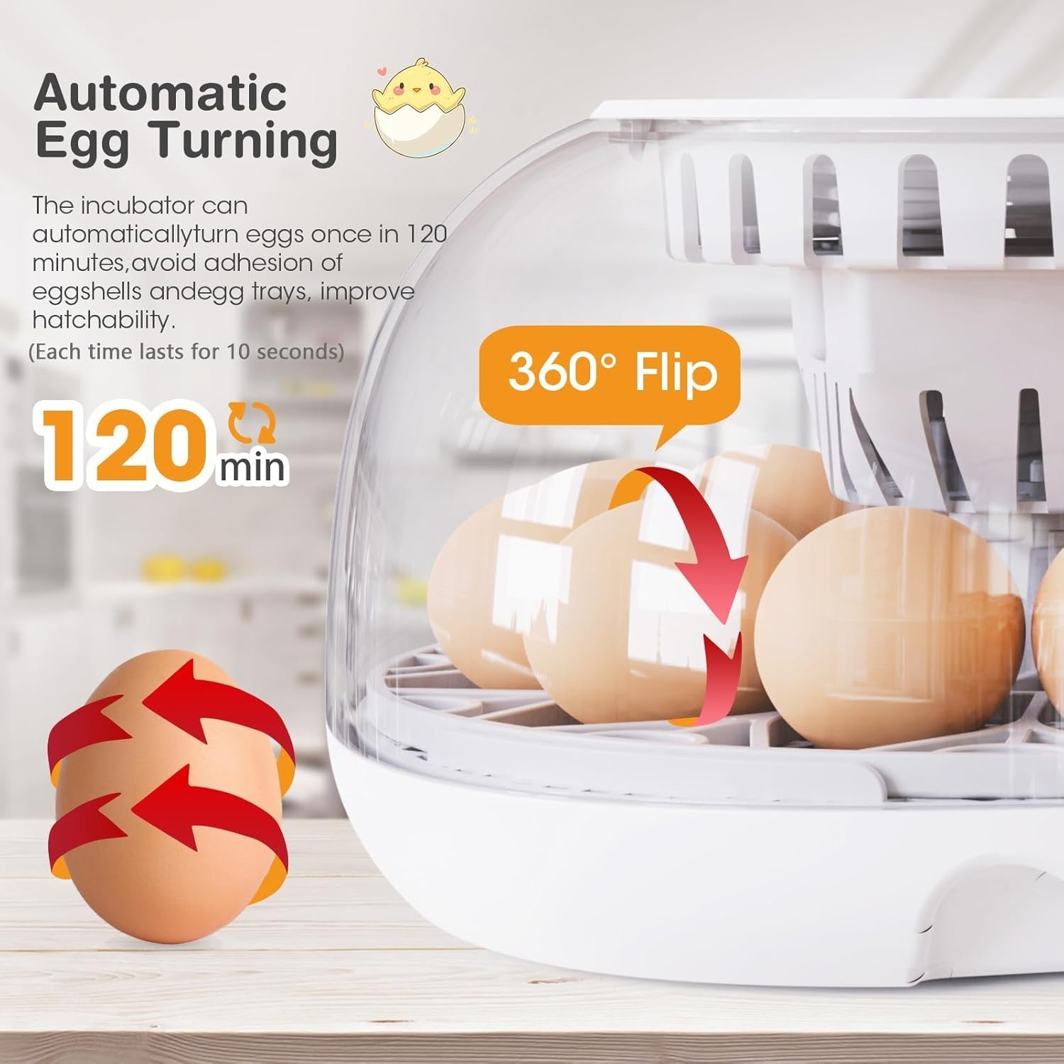 12 Egg Incubator w Automatic Turning & Temperature Control for Poultry Hatching