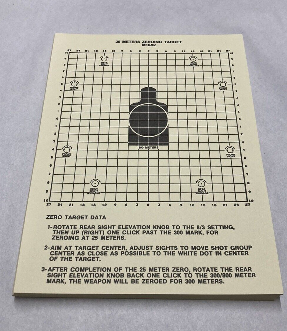 25 Meter Zeroing Target USGI ORIGINAL PACK OF 50