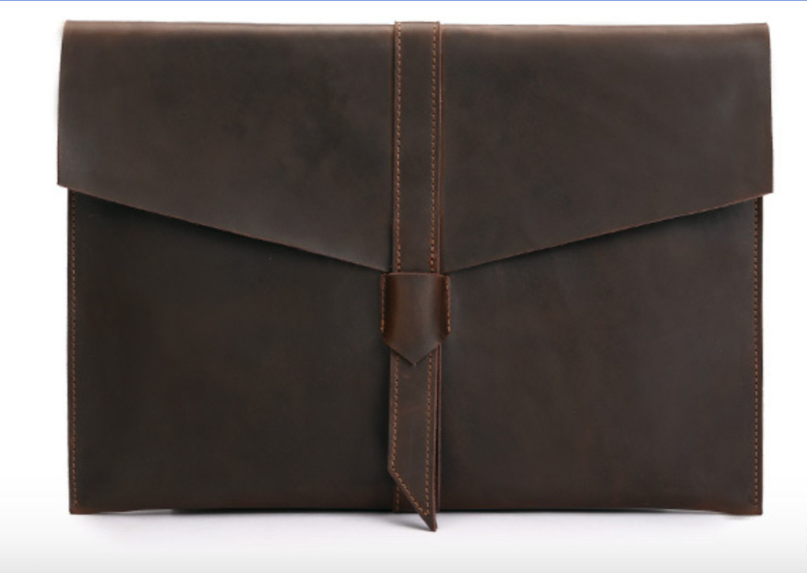 file Folder pocket cow Leather laptop bag Briefcase iPad Case pouch brown 624