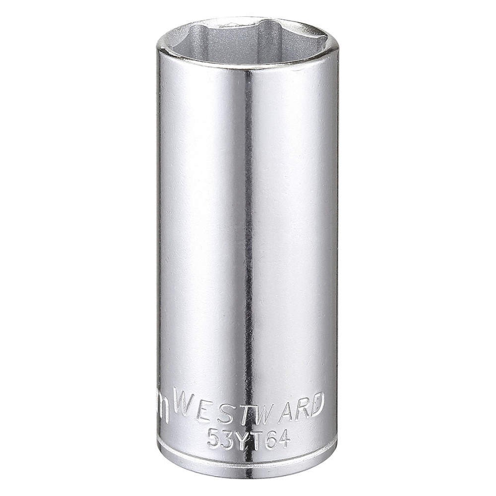 WESTWARD 53YT64 Socket, Steel, Chrome, 21 mm 53YT64