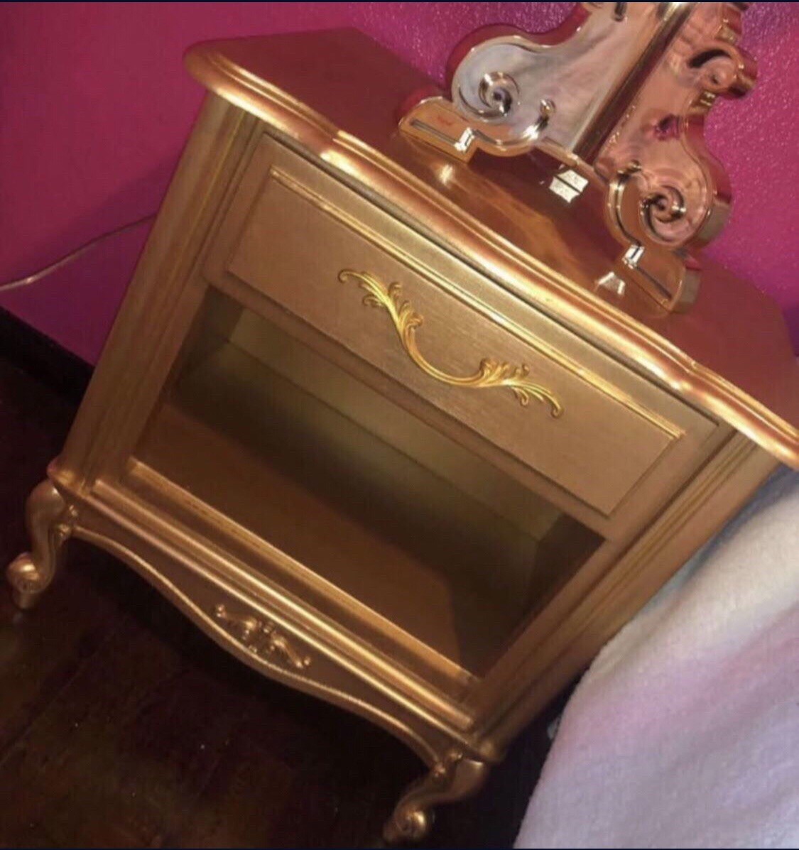 Classy Gold Nightstand Bedside Golden Nighttable Bed Side Cabinet Gold Furniture