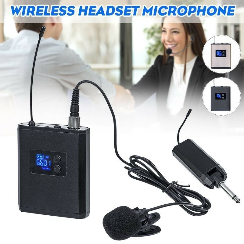 Portable UHF Wireless Lavalier Lapel Mic System With Receiver