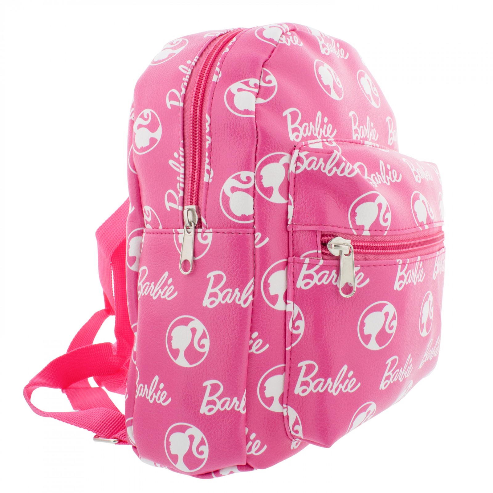 Barbie 10" Pink Synthetic Leather All Over Print Backpack Pink