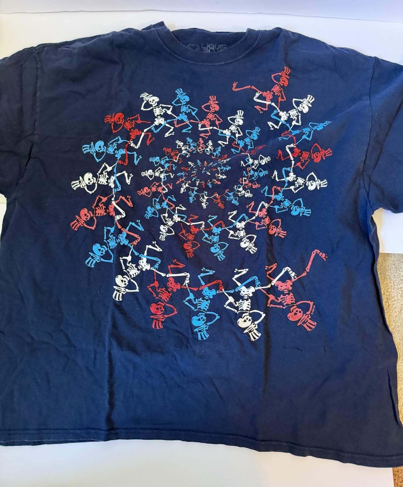 Liquid Blue Grateful Dead Dancing Skeletons Spiral T-Shirt Mens 2XL Navy