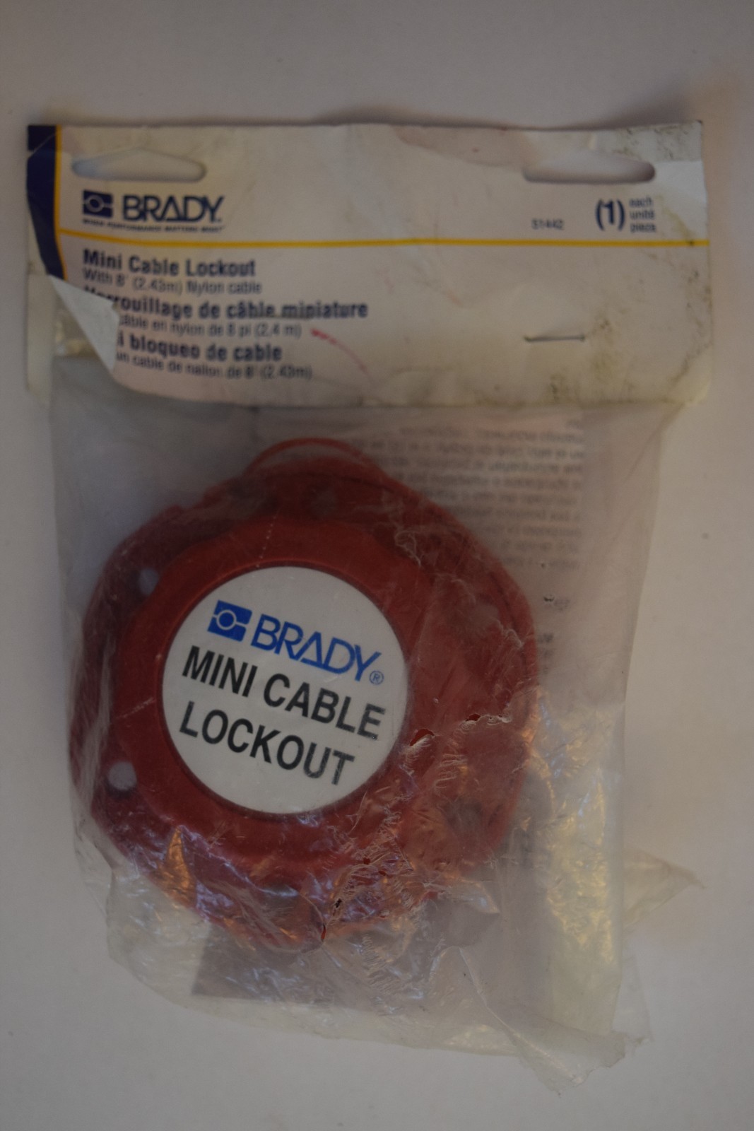 BRADY 51442 Retractable Cable Lockout, 8 ft L, 6 Locks Max
