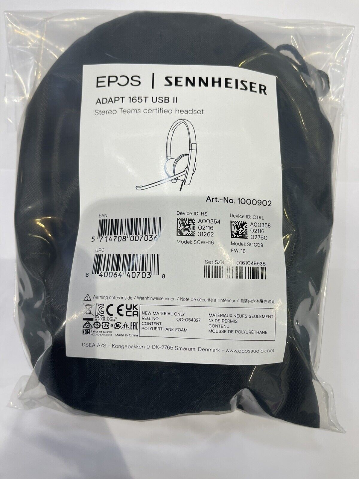 EPOS Sennheiser Adapt 165T USB II MS Stereo Headset 1000902 for Microsoft Teams