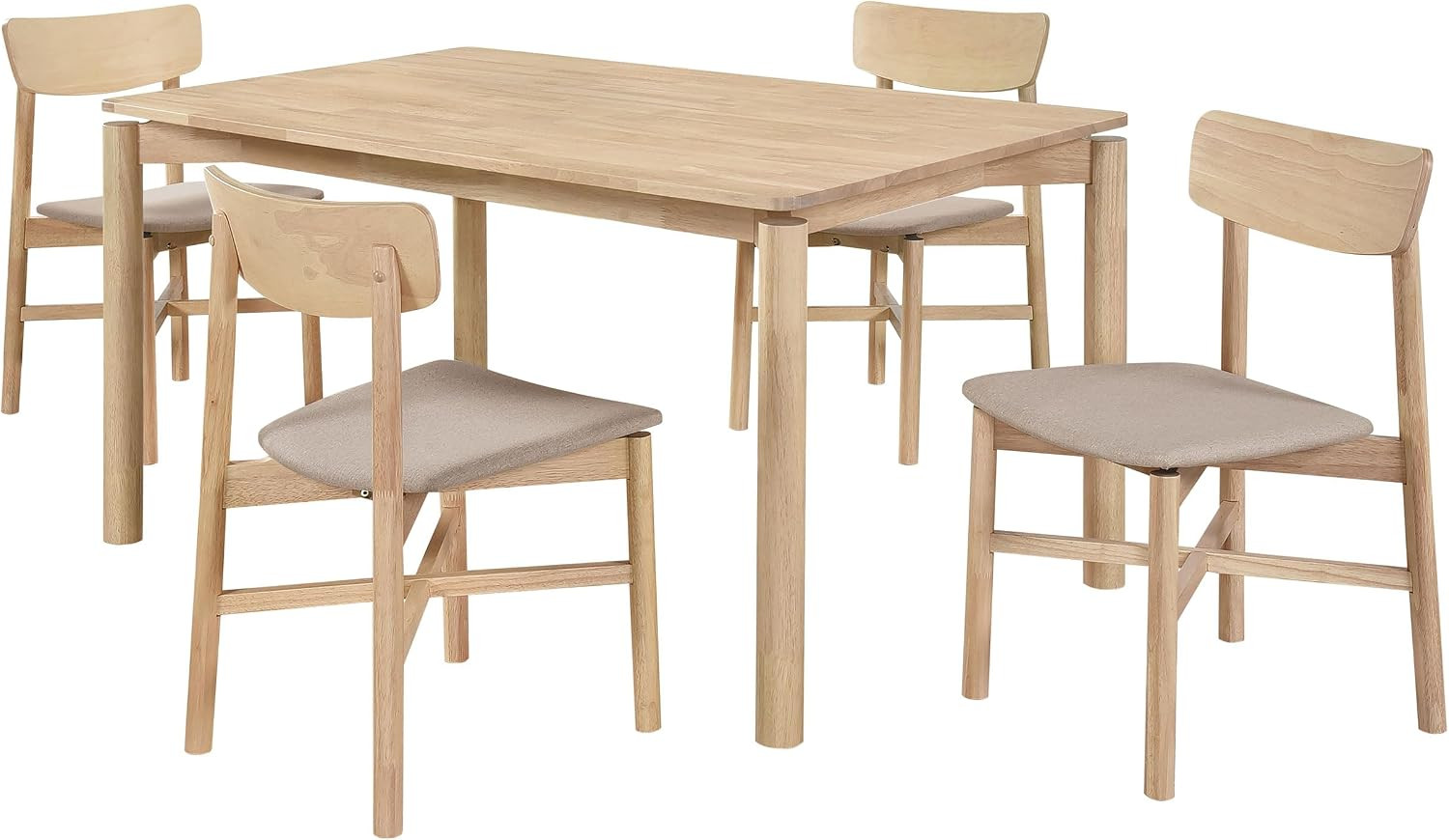 Coaster Home Furnishings Parkridge 5-Piece 59-Inch Wood Dining Set White Washed