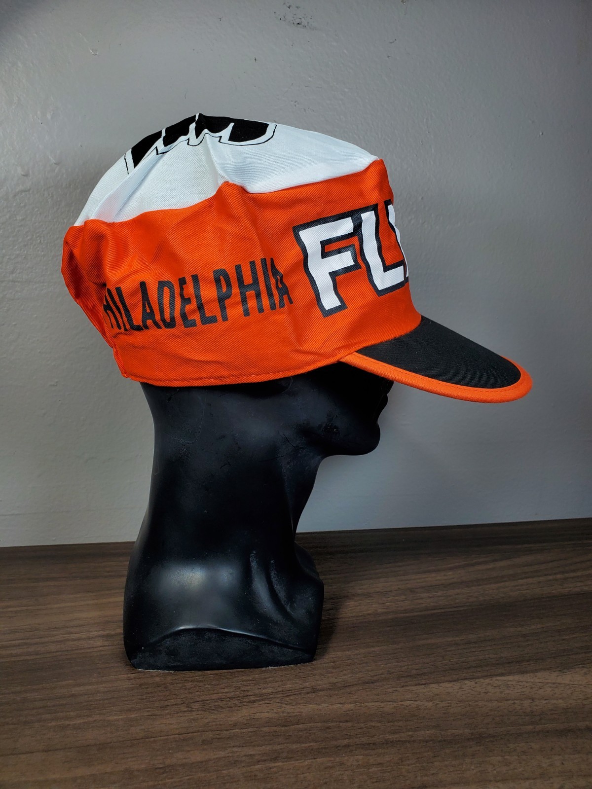 Vintage Philadelphia Flyers Painters Cap Hat Stretch Fit Orange & Black NHL