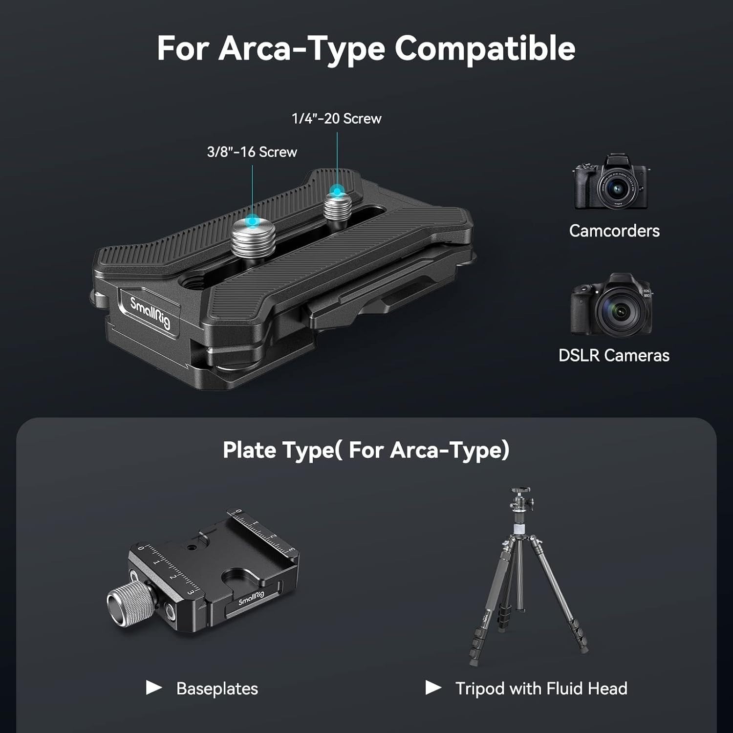 Lightweight Camera Quadruped Support Plate - 44.1lb Load