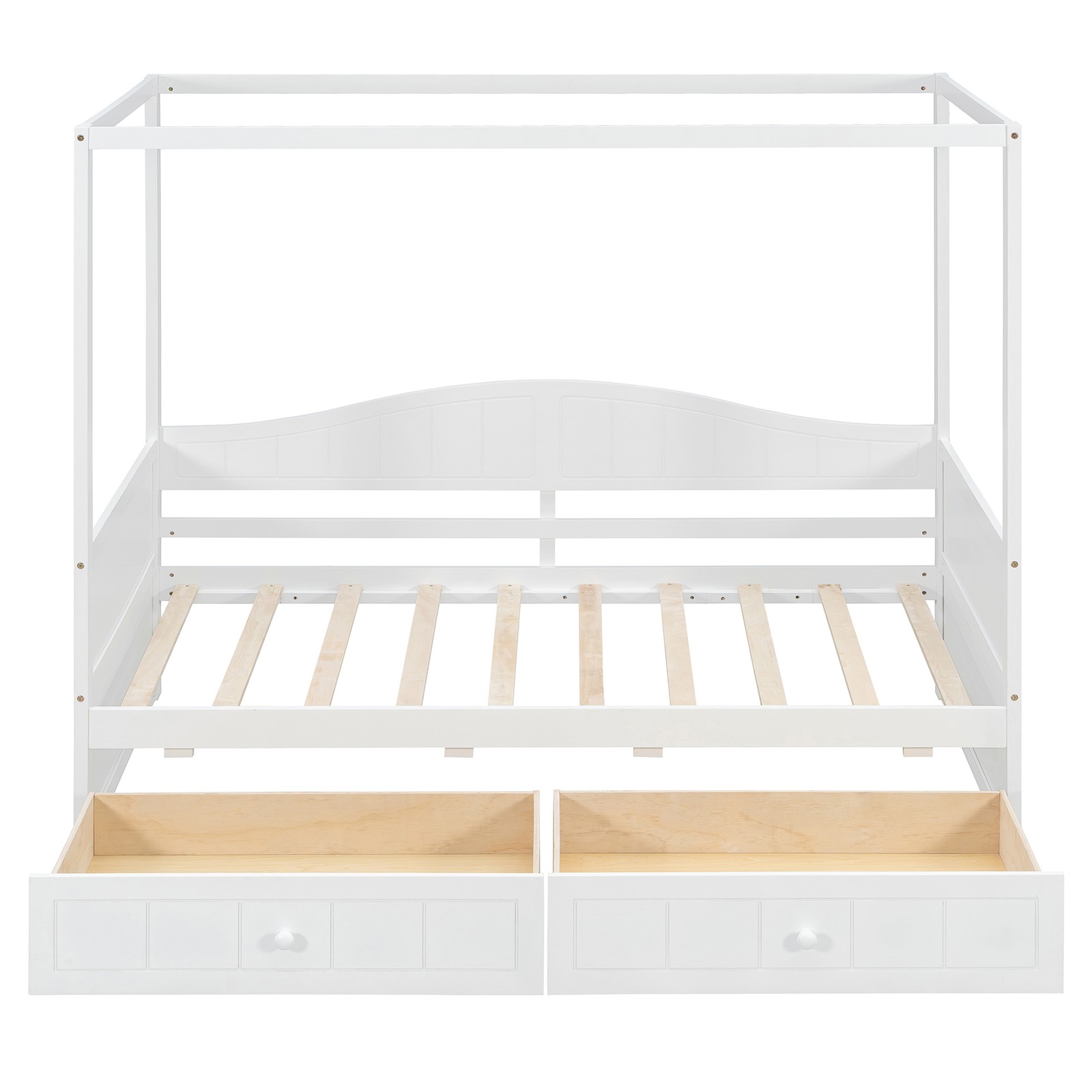 Twin Size Canopy Day Bed with 2 Drawers, White