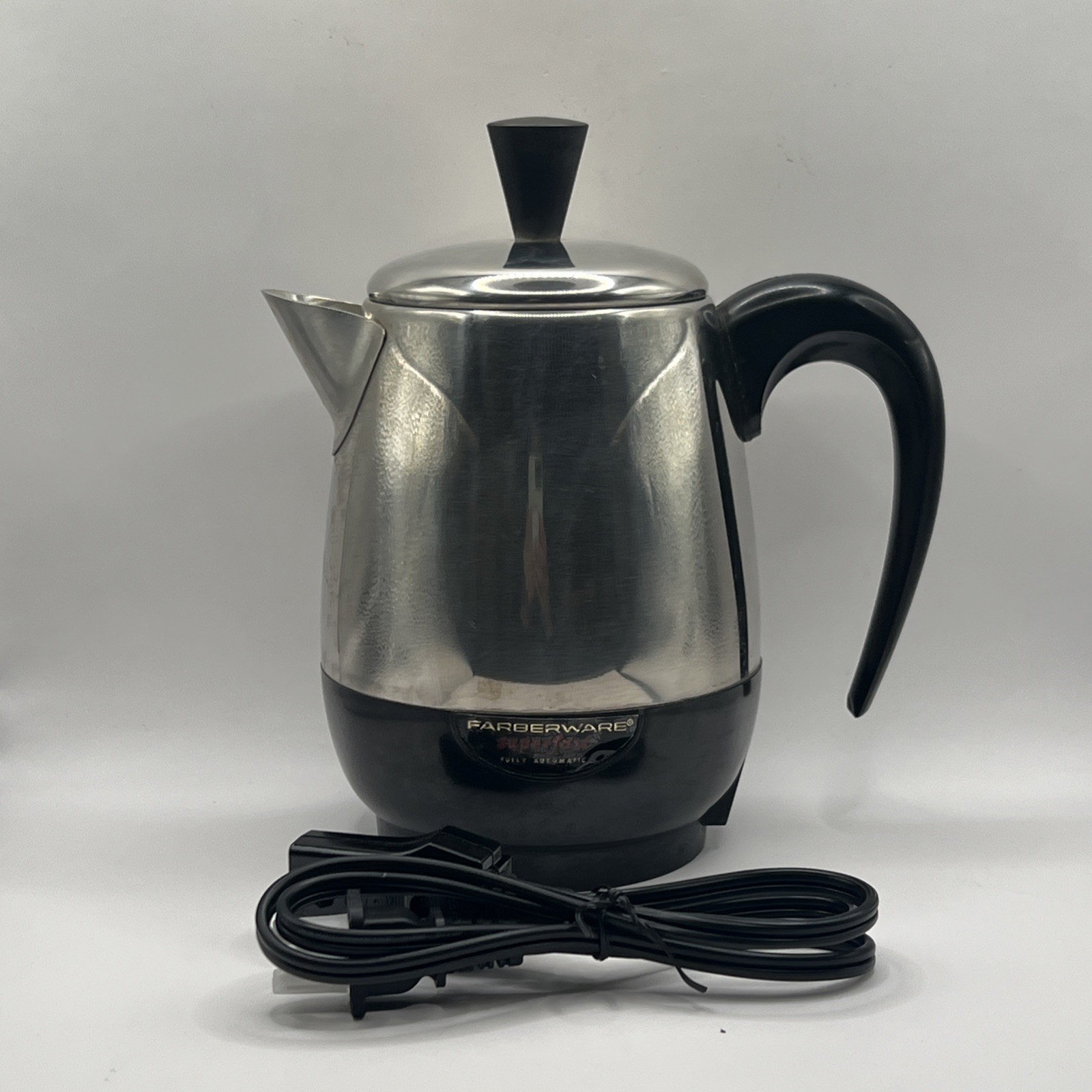 Vtg Farberware Superfast 2-4 Cup Automatic Coffee Percolator & Cord Model 134