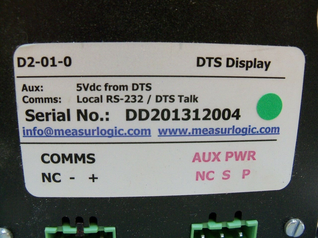 DTS display MeasurLogic D2-01-0 5Vdc from DTS