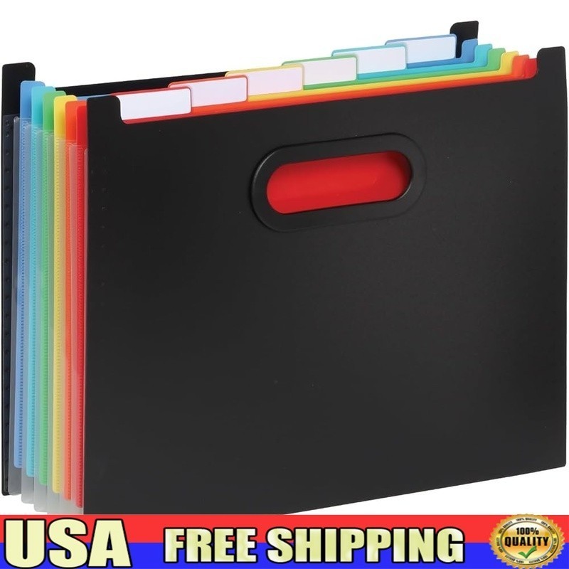 Accordion Expanding File Organizer Portable Document Holder W/ Color Coded Tabs