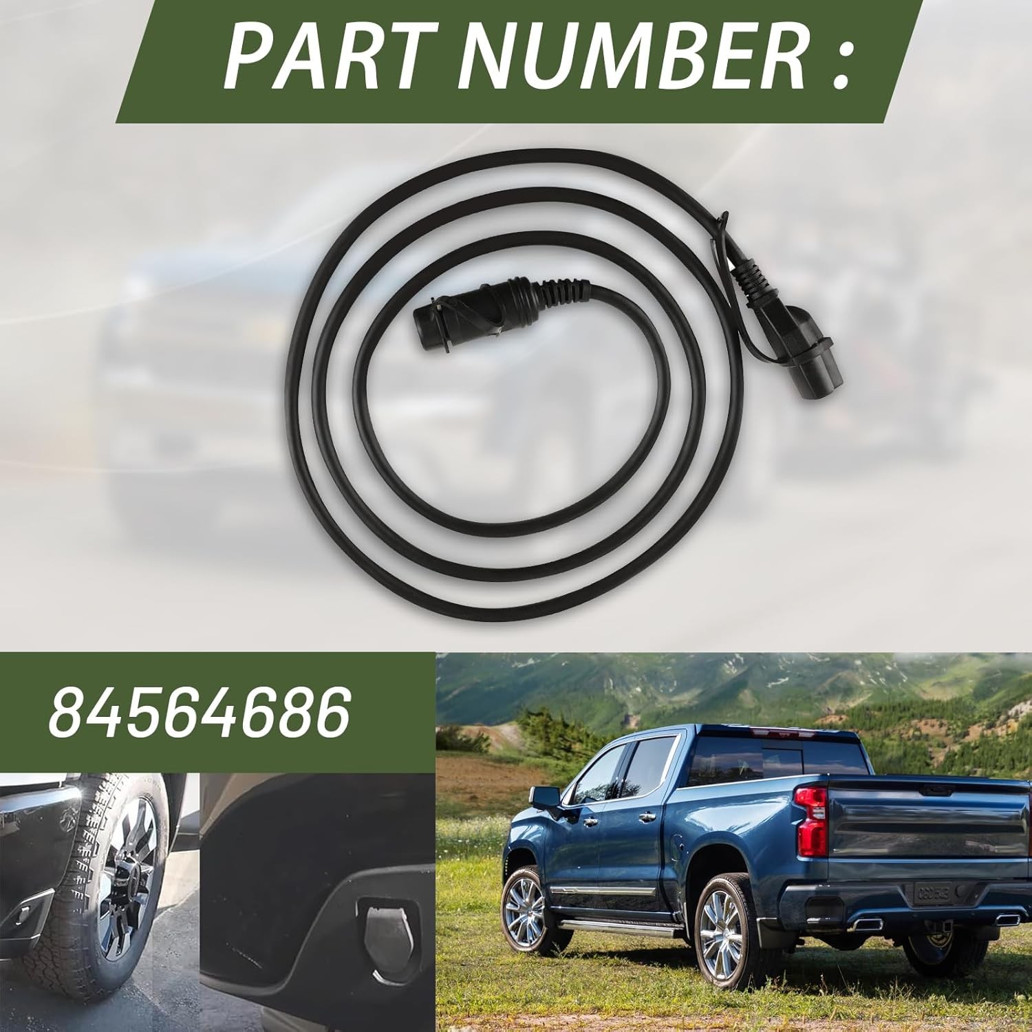 84564686 Block Heater Cable，Engine Coolant Heater Cable Compatible With 2019-2