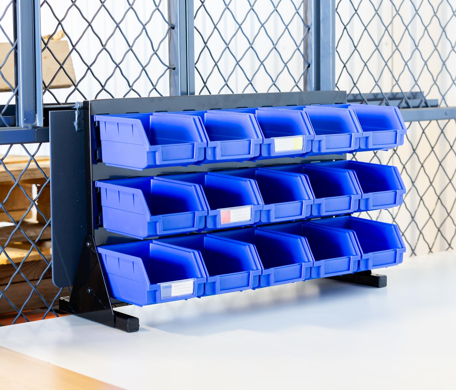 Heavy Duty Storage Bin Set & Steel Panel for Hanging Bin, Bench Mountable Ste...