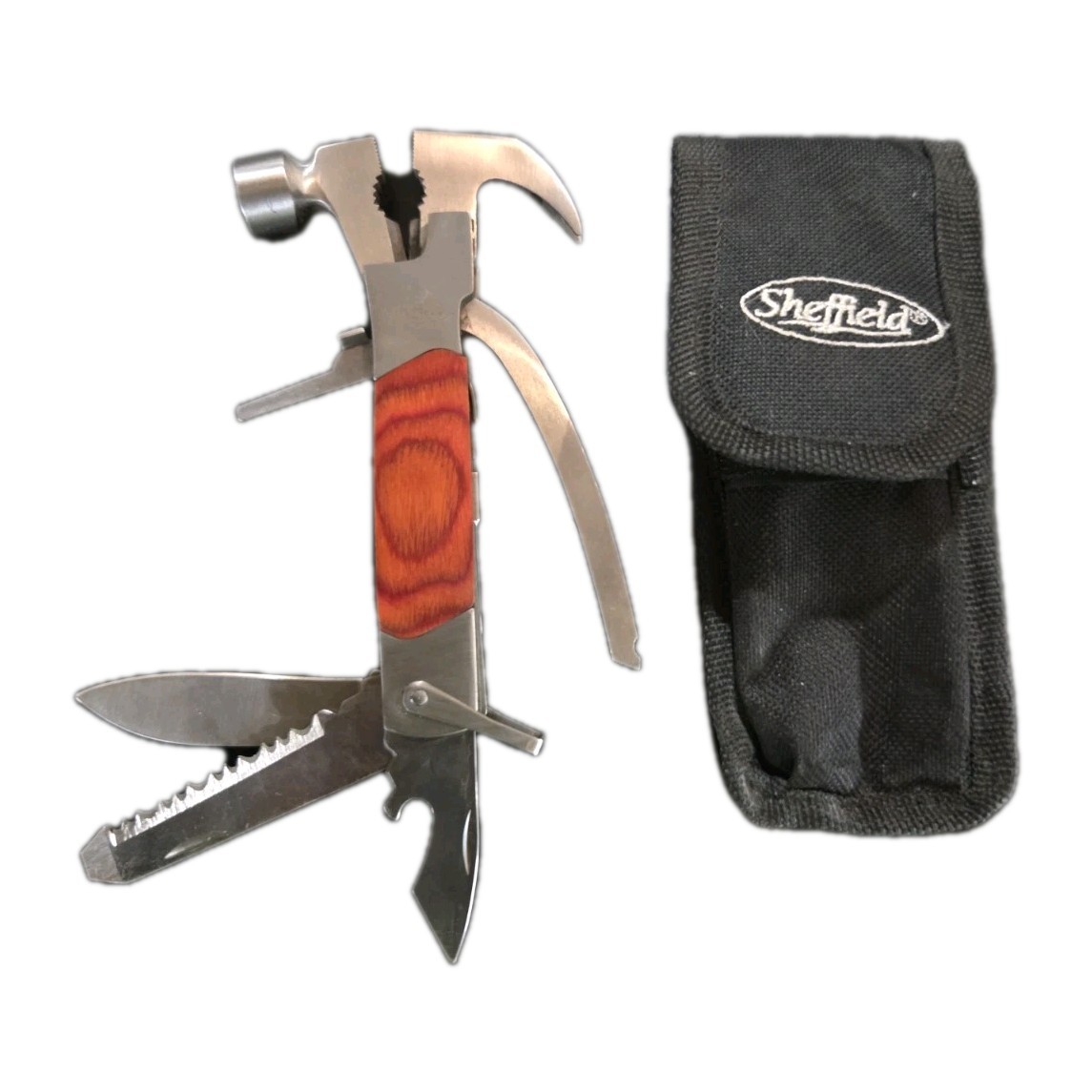 Sheffield 12913 14-in-1 Hammer Multi Tool, Small With Holder Pouch