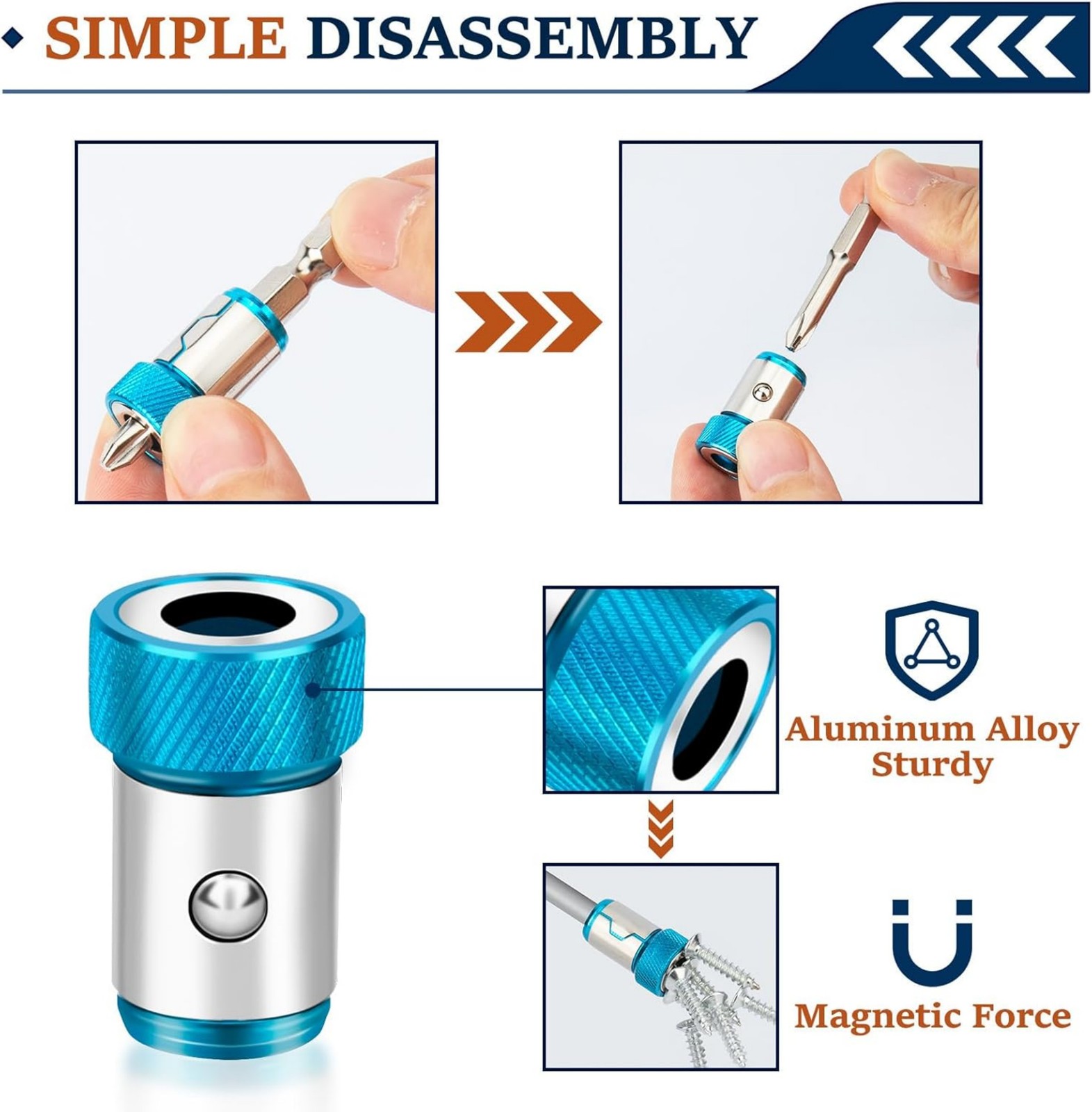 6PCS 1/4" Inner Diameter Magnetic Screw Ring For Power Screwdriver Bits