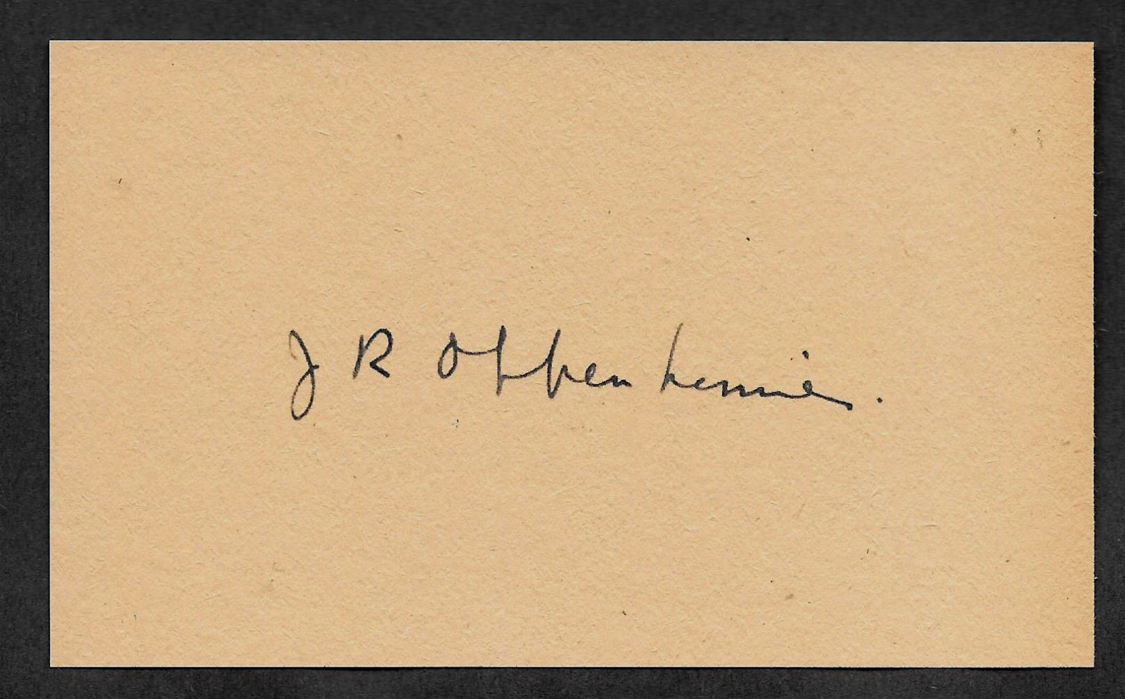 J Robert Oppenheiner Autograph Reprint On 1940s 3X5 Card Father of Atomic Bomb