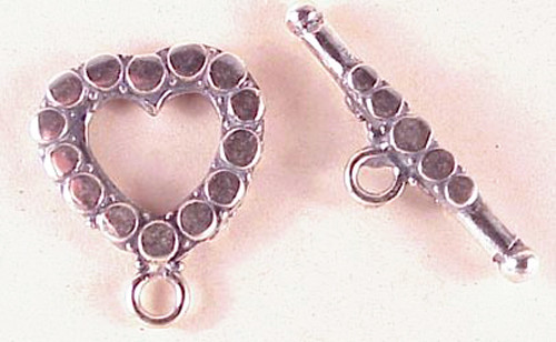 Bali Wrapped Flat Dots Heart Toggle Clasp B342  (1) Sterling Silver 18mm
