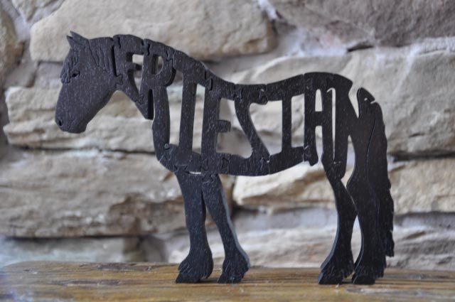 Friesian Horse Wood Tack Room Toy Puzzle Amish Made Figurine Art